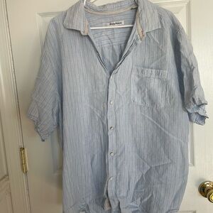 Tommy Bahama Pale Blue Striped Short Sleeve Button-Down Shirt